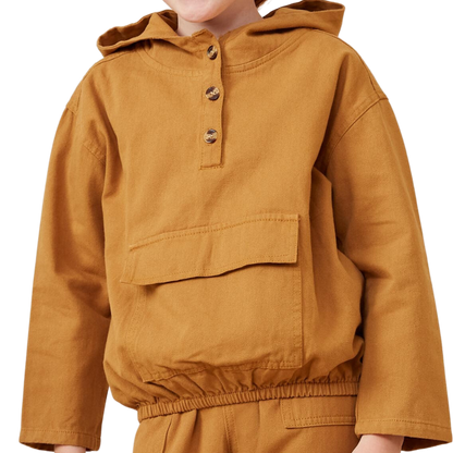 Kids Cargo Hoodie | Utilitarian Button Hooded Top