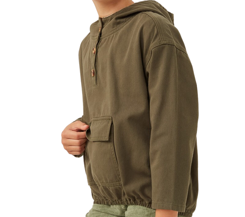 Kids Cargo Hoodie | Utilitarian Button Hooded Top