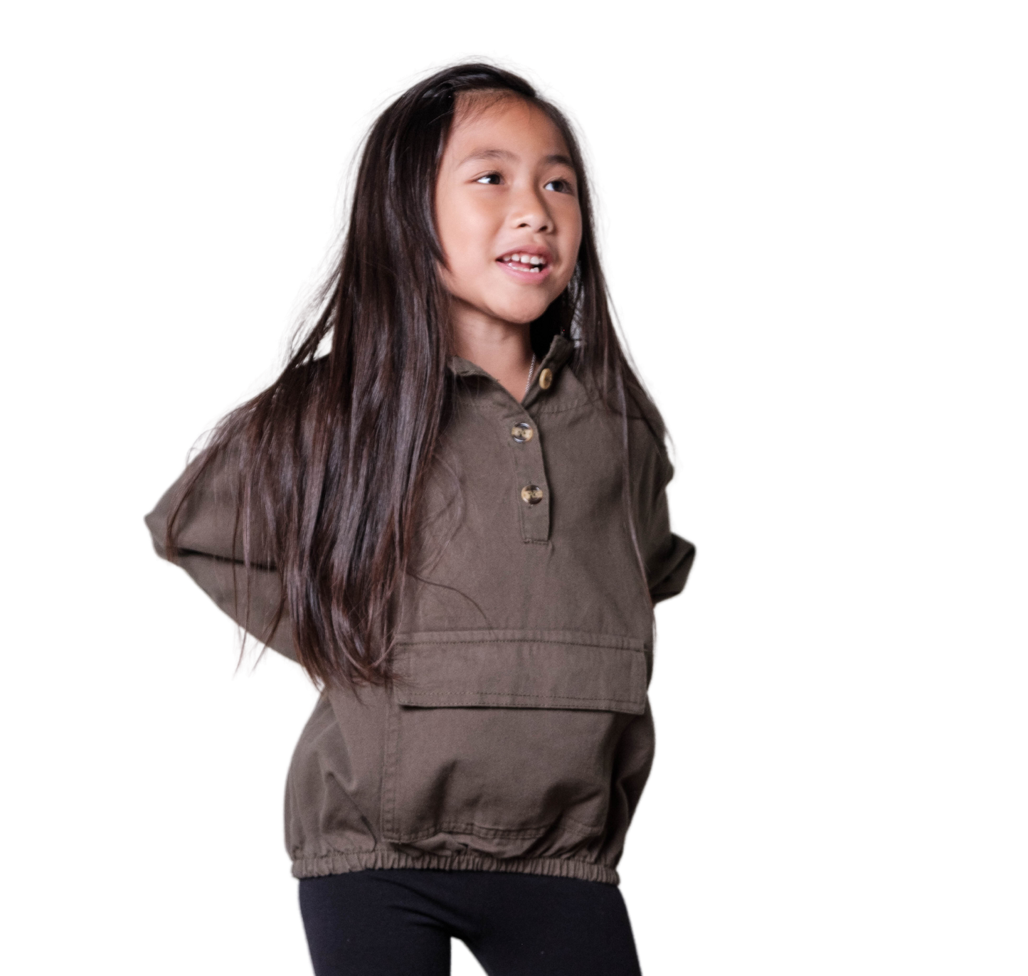 Kids Cargo Hoodie | Utilitarian Button Hooded Top