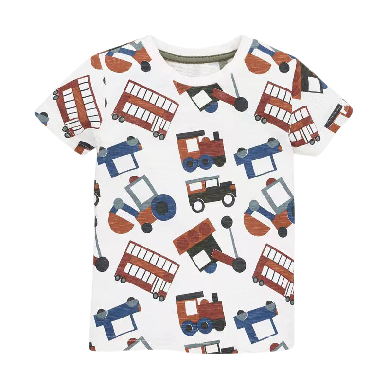 Kids Cars Trains and Tractors Shirt | Cotton Short-Sleeve Children's Shirt