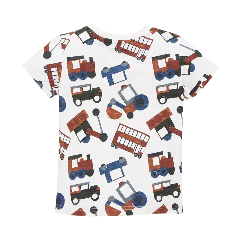 Kids Cars Trains and Tractors Shirt | Cotton Short-Sleeve Children's Shirt