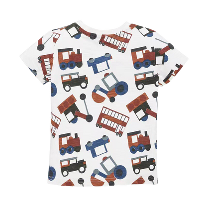 Kids Cars Trains and Tractors Shirt | Cotton Short-Sleeve Children's Shirt